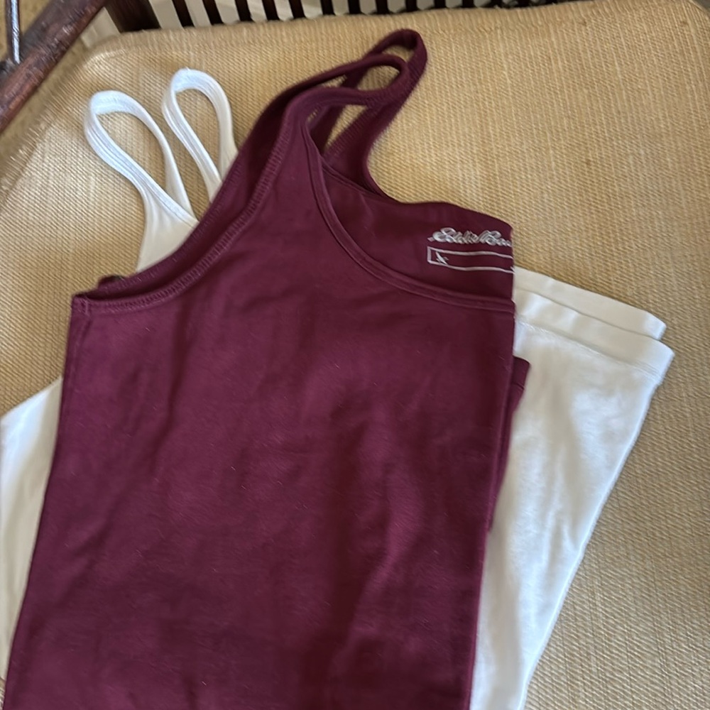 Eddie Bauer Layering Cami Bundle Burgundy White size Large